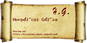 Horpácsi Géza névjegykártya